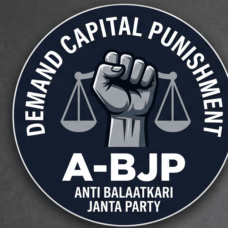 A-BJP — Anti Balaatkari Janta Party badge